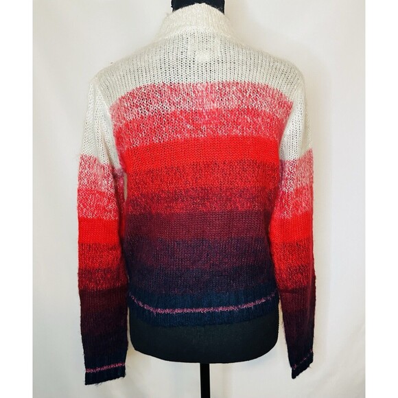 AMERICAN EAGLE Fuzzy Red Ombre Stripe Mock Neck Sweater Women's XS NWT - Picture 4 of 11